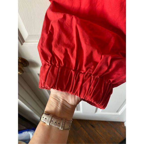 By Anthropologie Red Orange Cropped 100% Cotton Track Pants, Size 4 - Picture 4 of 11